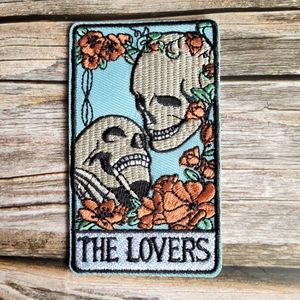 Gothic Lovers Skull Floral Tarot Iron on Patch